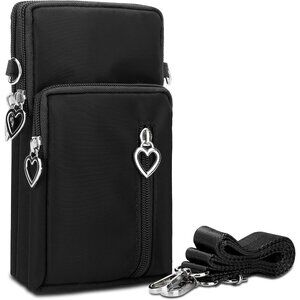 Women's Black Small Cell Phone Purse Crossbody Wallet Cute Single Shoulder Bag